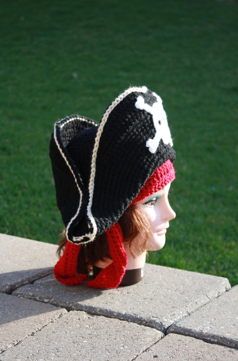 Crochet Pattern:Kids Pirate Hat,Pirate Hat Crochet Pattern,Crochet Pirate Hat Pattern,Crochet Costume Pattern,Pirate Costume Crochet Pattern image 2