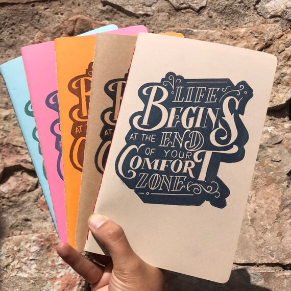 Life Begins At The End Of Your Comfort Zone Hand Printed Etsy