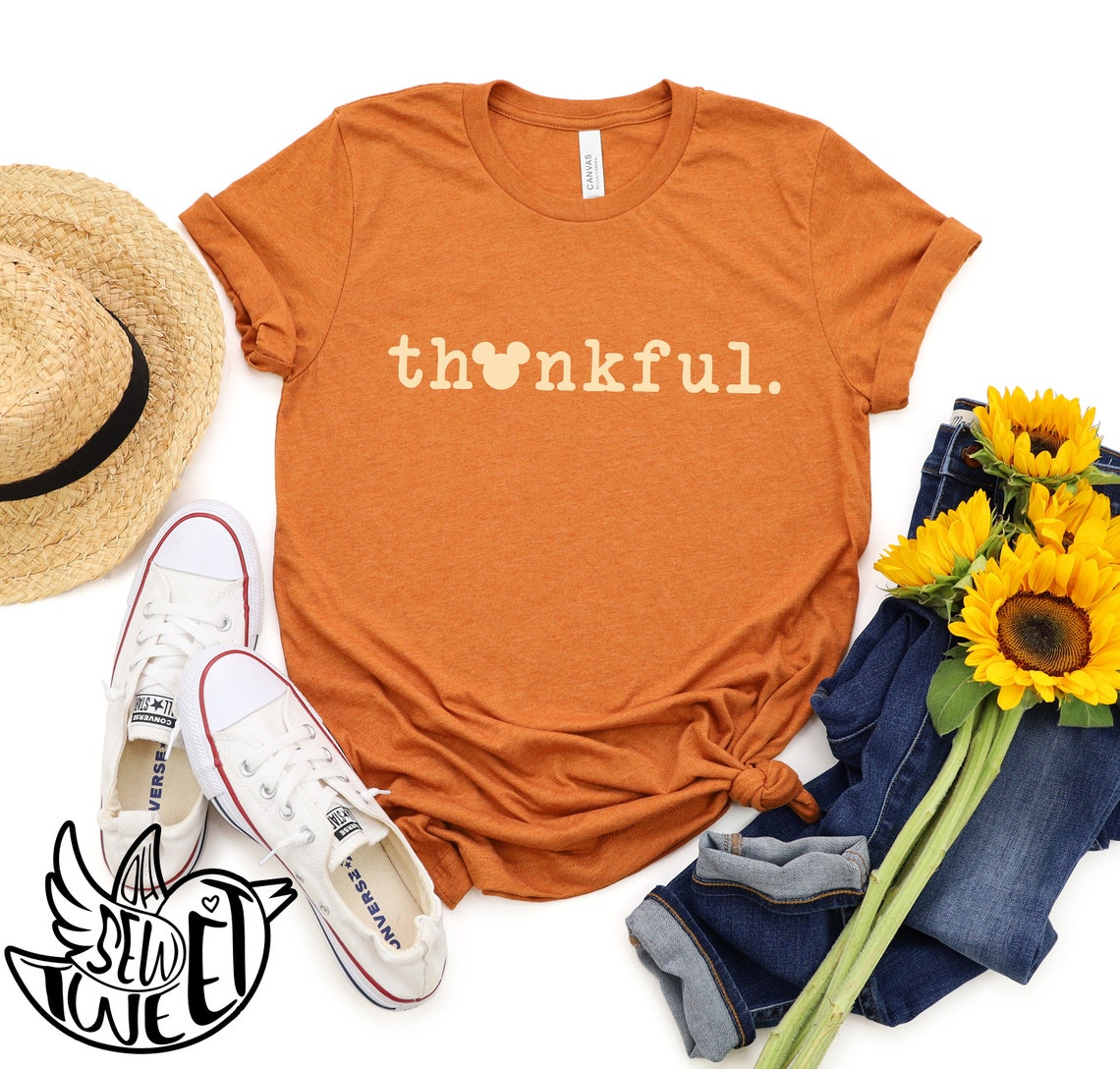 Disney Thanksgiving Shirt Disney Mickey Thankful Tee Shirt  Etsy