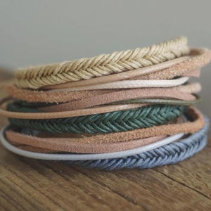 Handmade Boho Braided Cotton Leather Wrap Adjustable Bracelet: Multistrand Jewelry Handmade