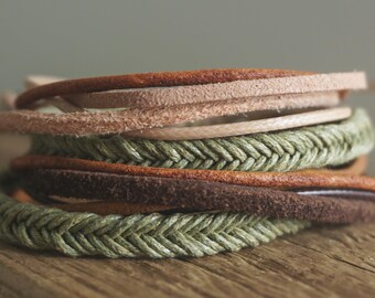 Braided Leather Wrap Bracelet: Boho Multistrand, Handmade in Australia