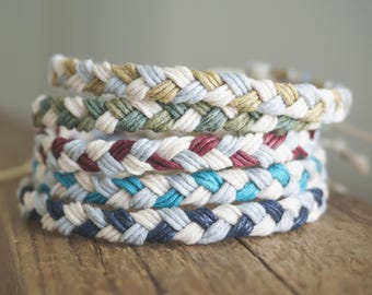 Braided Waxed Cotton Bracelet: Boho Bohemian Multicolour Mens Womens Adjustable Friendship Bracelet Handmade in Australia