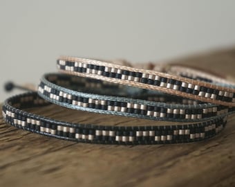 Miyuki Beaded Wrap Bracelet: Boho Waterproof Slim Minimalist Adjustable Jewelry