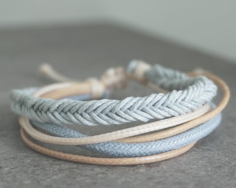 Boho Braided Leather Cord Wrap Bracelet: Adjustable Beachy Surfer Jewelry Australian Handmade ByLEXY