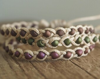 Handmade Braided Japanese Beaded Wrap Bracelet: Boho Bohemian Beachy Waxed Cord Jewelry ByLEXY