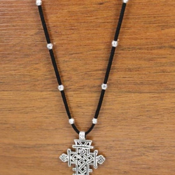 Ethiopian Cross Necklace, Cross Necklace, Coptic Pendant, Ethiopian Cross, Religious Pendant, Multiple lengths 18" to 32"