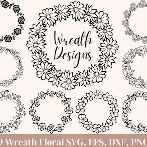 Floral Wreath SVG Bundle: Circle Frame Designs (Digital Download)