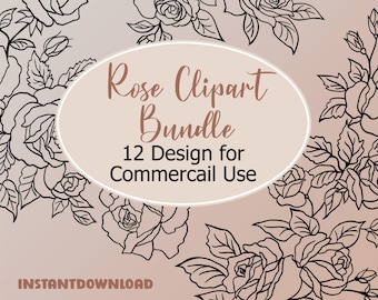 Rose SVG Clipart Bundle: 12 Floral Designs for Cricut (Commercial Use)