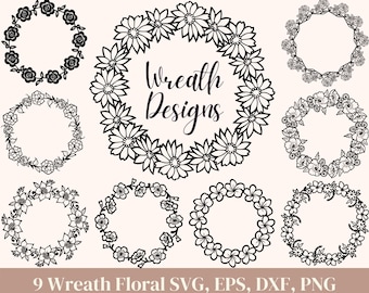 Floral Wreath SVG Bundle: Circle Frame Designs (Digital Download)