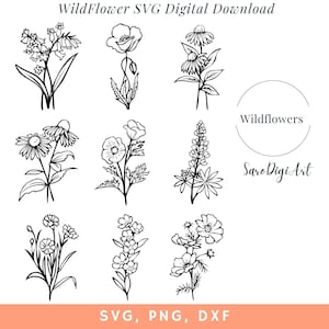 wildflower svg bundle, botanical svg bundle, floral svg, flower svg, botanical clipart, flower clipart, commercial use