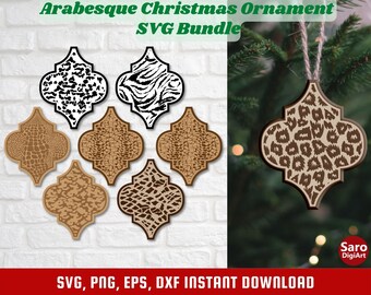 Arabesque Christmas Ornament SVG, Animal Pattern Christmas Ornaments SVG, Christmas Decoration Svg, Cricut Cut File Commercial Use