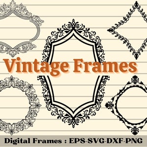 Vintage label frames, Label Frames SVG, Transparent Background, Label Svg, Vintage Frames Svg, Label Frame Vector Clipart, Banner Svg