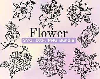 Wildflower SVG Bundle: Botanical Clipart, Floral Designs (Digital Download)