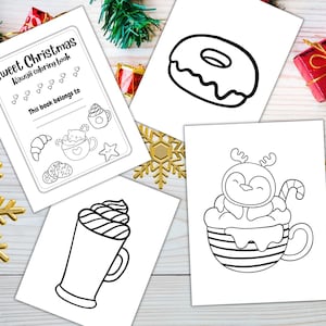 Christmas Coloring Pages: Sweet Kawaii Holiday Kids Activity (Digital Download)