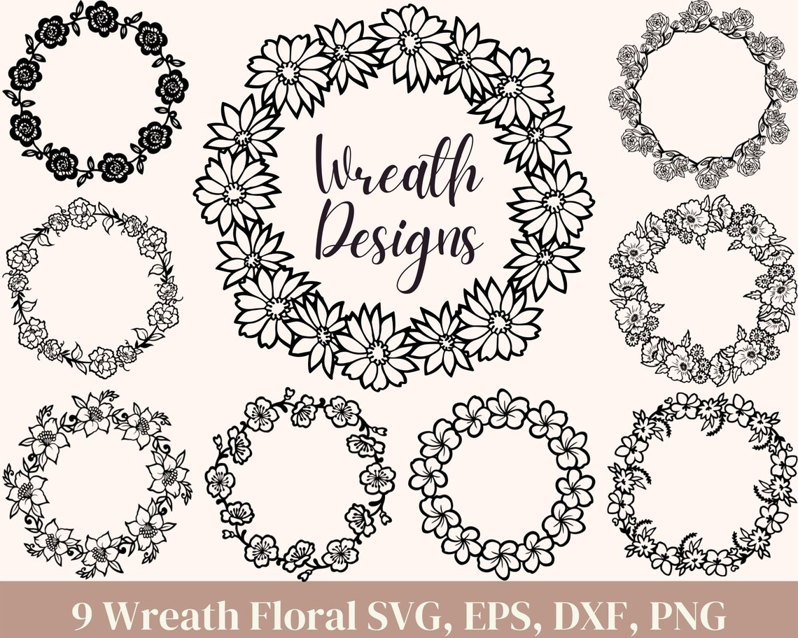 Floral Wreath SVG Bundle: Circle Frame Designs (digital Download) - Etsy