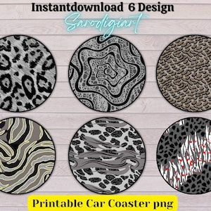 Car Coaster designs PNG Grey Leopard, Car Coaster Png, Car Coaster Design, Sublimation Design, Sublimation Png, Commercial Use Png