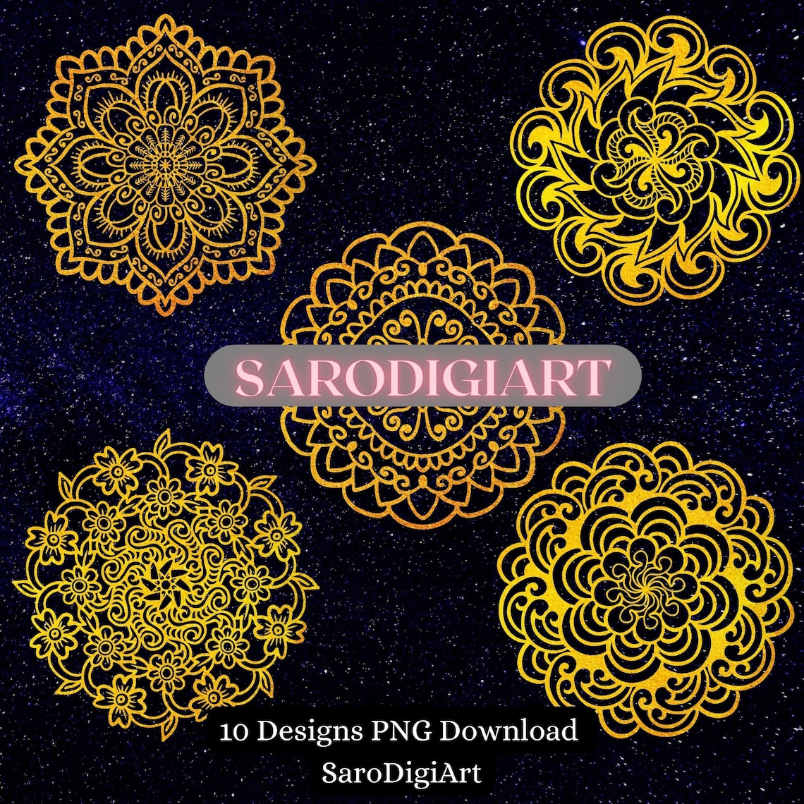 Gold Mandalas Clip Art, Sacred Geometry, Boho Clipart, Indian Design ...
