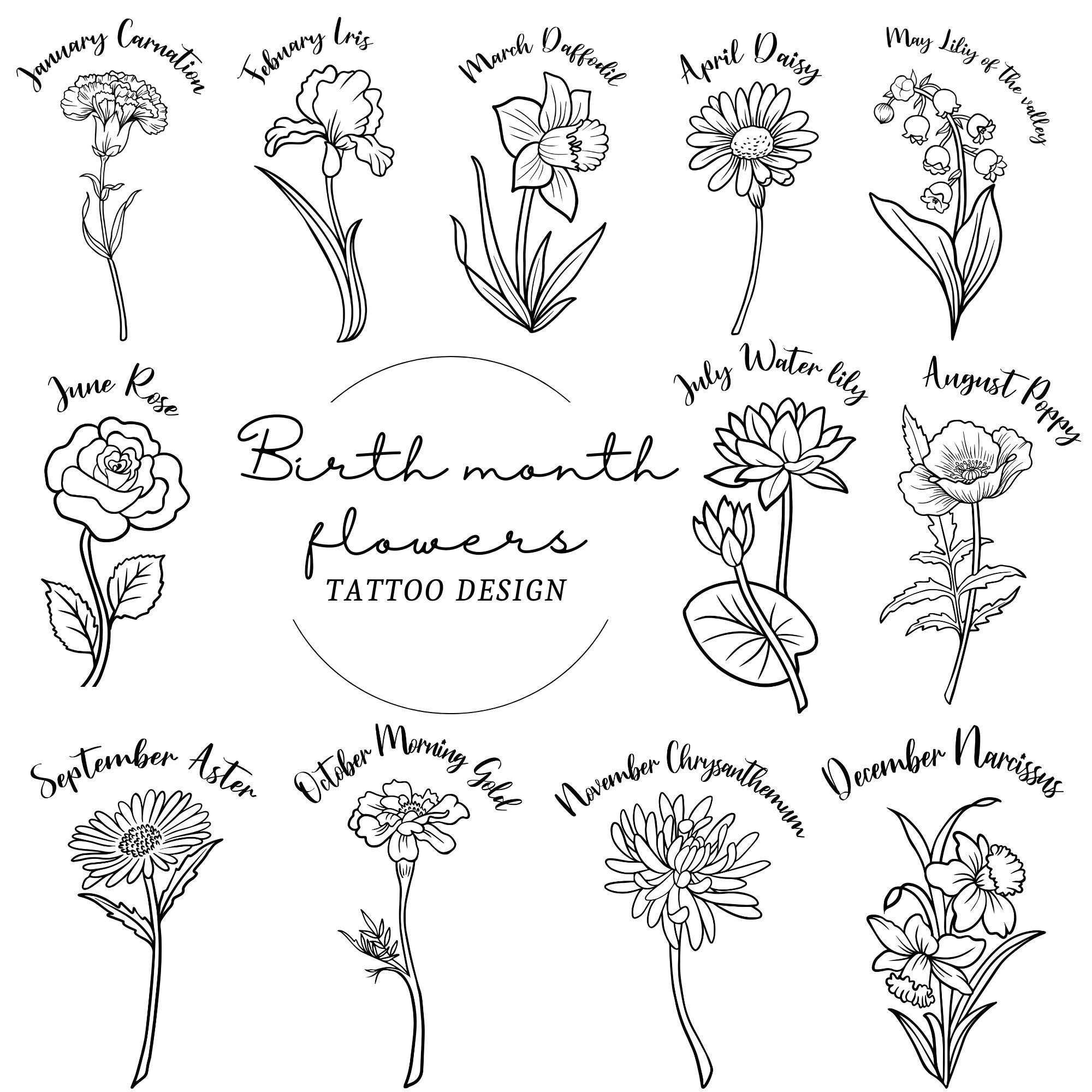 October Birth Flower Tattoo - Etsy Singapore