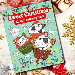 Christmas Coloring Pages: Sweet Kawaii Kids Holiday Sheets (Digital Download)