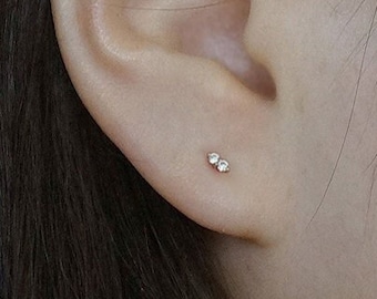 14K Solid Gold Super Tiny Piercing 20G,  6mm Post