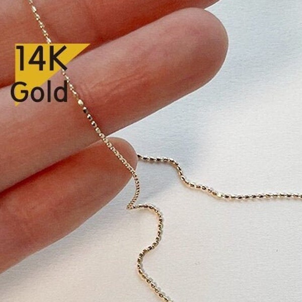 14K Solid Gold  Thin Necklace, Thin Chain