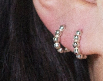 925 Sterling Silver Earrings, Round hoop earring, 8mm(inside diameter) 12mm(outside diameter) - TSE026