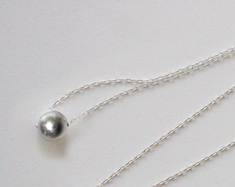 925 Sterling  Silver 9 mm Ball with Rhodium Plating Necklace - TSN001