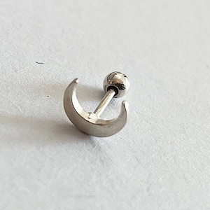925 sterlingzilver maanpiercing 21G, 1/4" 6 mm stift echt goud - TGP9001