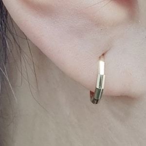 14K Massivgold Einfacher Ohrring-Creolen, Echtgold einzeln oder im Paar