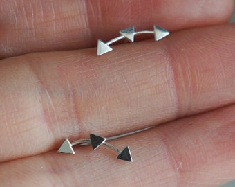 925 Sterling Silver Tiny 3 triangle stud earrings - TSE023