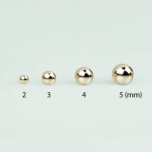 14K Solid Gold Stud  Light Weight Ball Earrings, Yellow Gold Ball Earrings, Real Gold - TGE41013