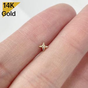 14K Solid Gold Super Tiny Piercing 20G,  6mm Post