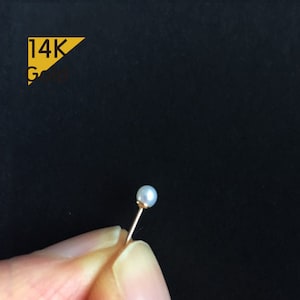 14K Solid Gold Natural Real Pearl Stud Earrings, 2.5mm,3mm,4mm,5mm,6mm,8mm Tiny Stud Yellow Gold  Earrings - TGE40007