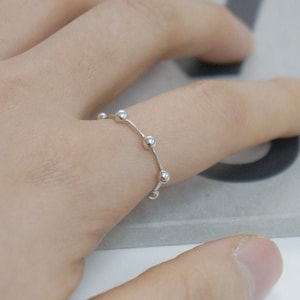 925 Sterling Silver Rosary, geometric, ball ring - TSR004