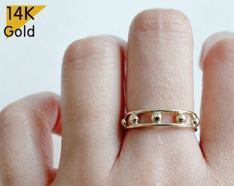 14K Gold Massivgold Kugeln Ring - TGR211