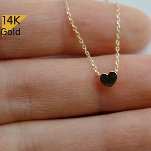 14K Massiv Gold Halskette kleines Herz Anhänger Gelbgold Kette - TGN101