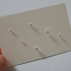 925 Sterling Silver, Mini CZ Studs Earrings 2mm, 3mm, 4.5mm - TSE007