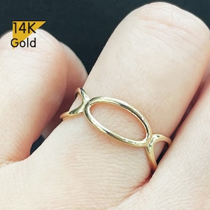 14K Solid Gold Triple Circle Ring,  Minimalist Ring