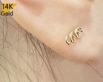 14K Solid Gold Geometric Earrings
