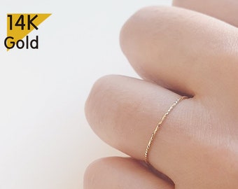 Valentine SALE - 14K Solid Gold Super Thin Stacking Ring - TGR202