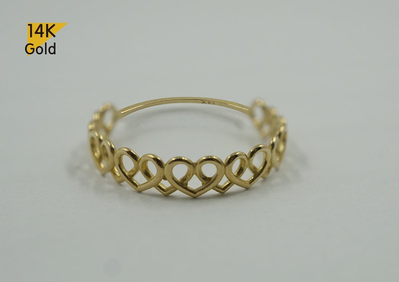 14K Solid Gold Ring Wedding Ring Promise Ring Heart Ring TGR203