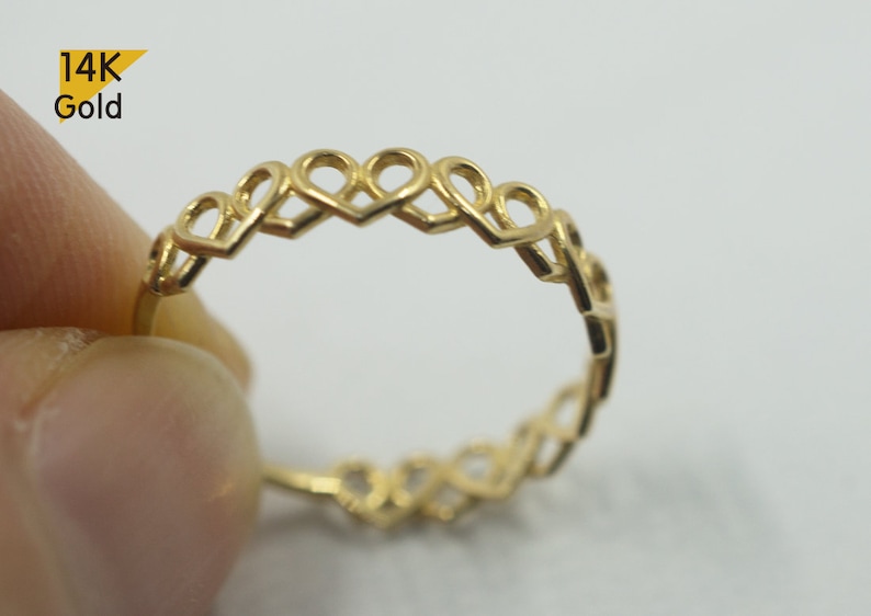 14K Solid Gold Ring Wedding Ring Promise Ring Heart Ring TGR203