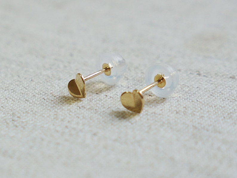 10K Gold tiny folded Heart earrings 10k real Gold solid Gold TG039
