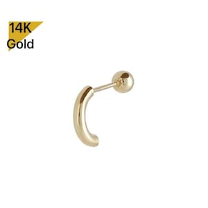 NOVO! Piercing de barra com ponta em C em ouro maciço 14K, 20g