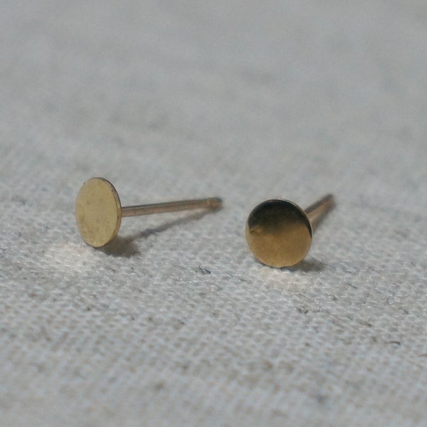 10K Solid Gold Tiny Circle Stud Earrings 4 mm 5 mm Real Gold - TGE001-4