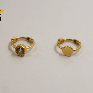 14K Solid Gold Tiny CZ Circle Hoop Helix Tragus Cartilage Ear Piercing Earring - TGP4007