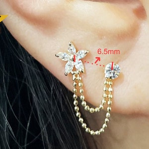 Single Enchanted Chain Stud Earring 14K