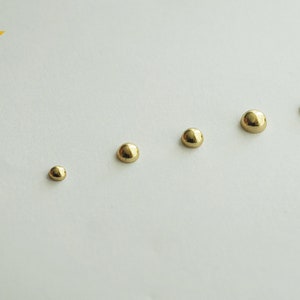 14K Solid Gold Stud Earrings, Hollow Half Sphere  Earrings, Hollow Sphere Ball Studs - TGE41006