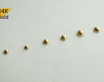 Orecchini a bottone in oro massiccio 14K, orecchini a mezza sfera cava, orecchini a bottone a sfera cava - TGE41006