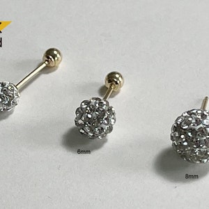 Piercing de oro macizo de 14 quilates con circonita cúbica pavé de 4 mm, 6 mm y 8 mm, oro blanco y negro, 22 g